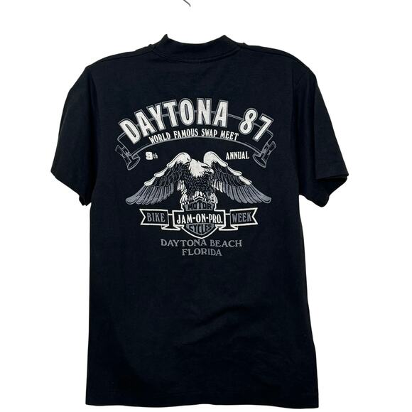 Vtg 1987 Single Stitch Daytona Bike Week Harley Davidson Flathead Motor T-Shirt - Picture 1 of 8
